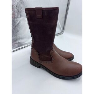 Umi Abbie Kids Brown Leather Suede Studded Tall Boots Size 3 US 35 EU